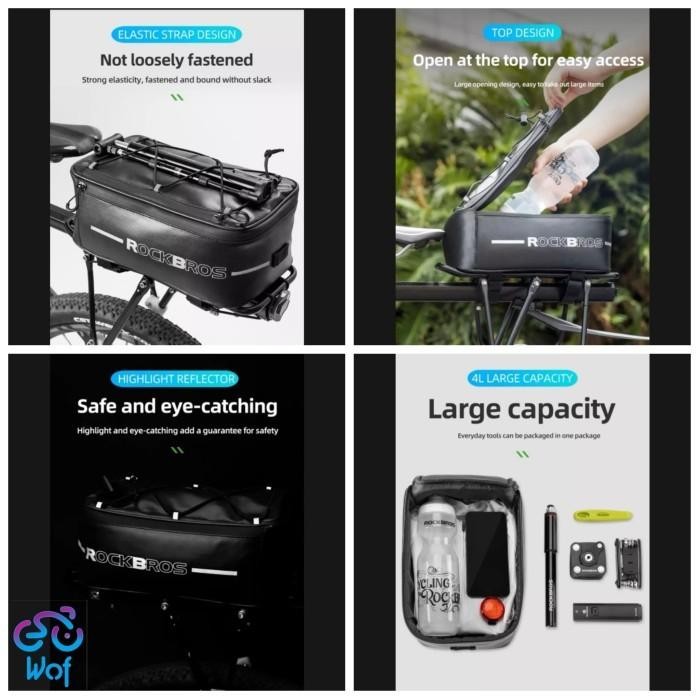 Rockbros Bicycle Bag Waterproof 4L Travel Trunk Tas Bagasi Sepeda A17