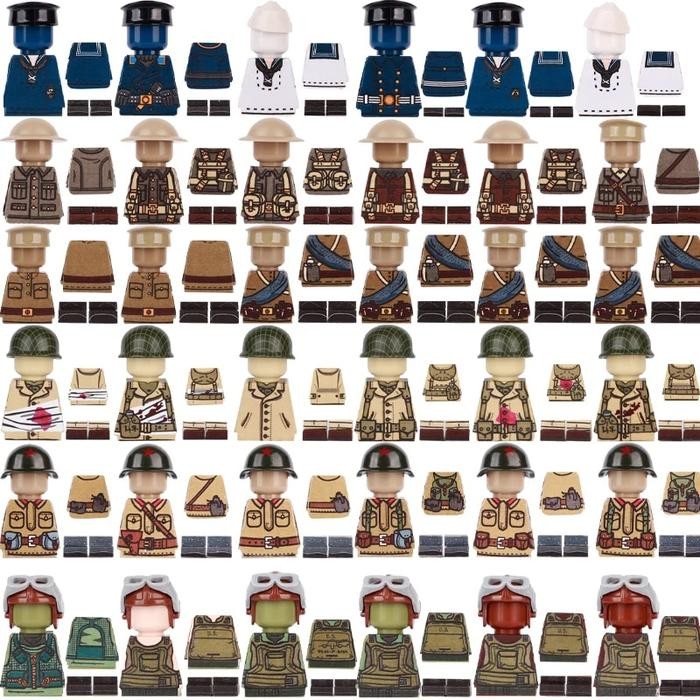 WW2 Military Soldier Printed Parts Building Block German British