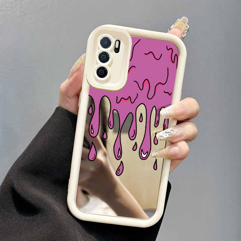 Casing Hp OPPO A16 OPPO A16s OPPO A54s Case Softcase Kesing Film cat merah muda ponsel Cesing terbua