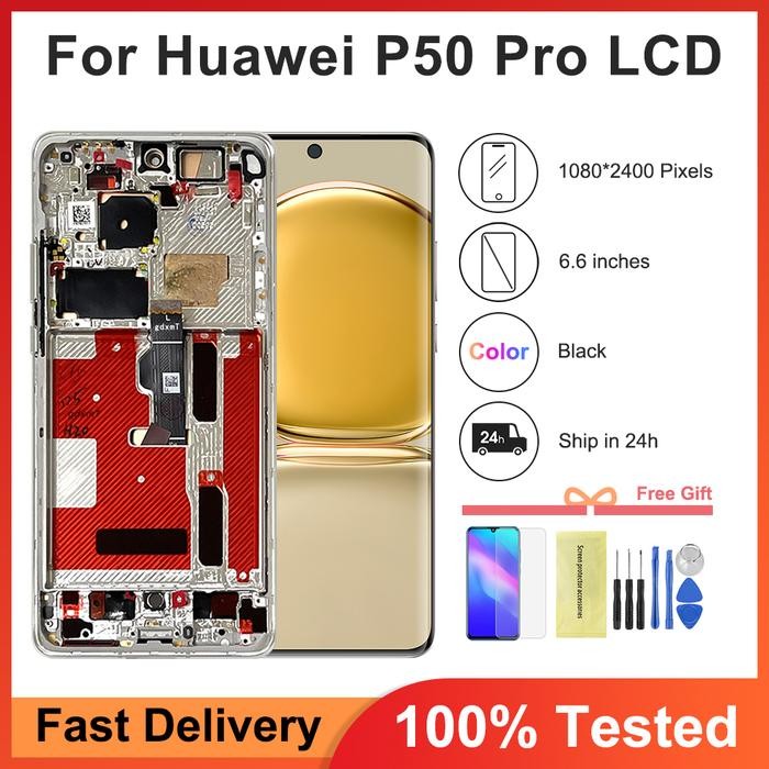 For Huawei P50 Pro LCD JAD-AL50 JAD-AL00 Display Touch Panel Screen +Frame Digitizer Assembly For Hu
