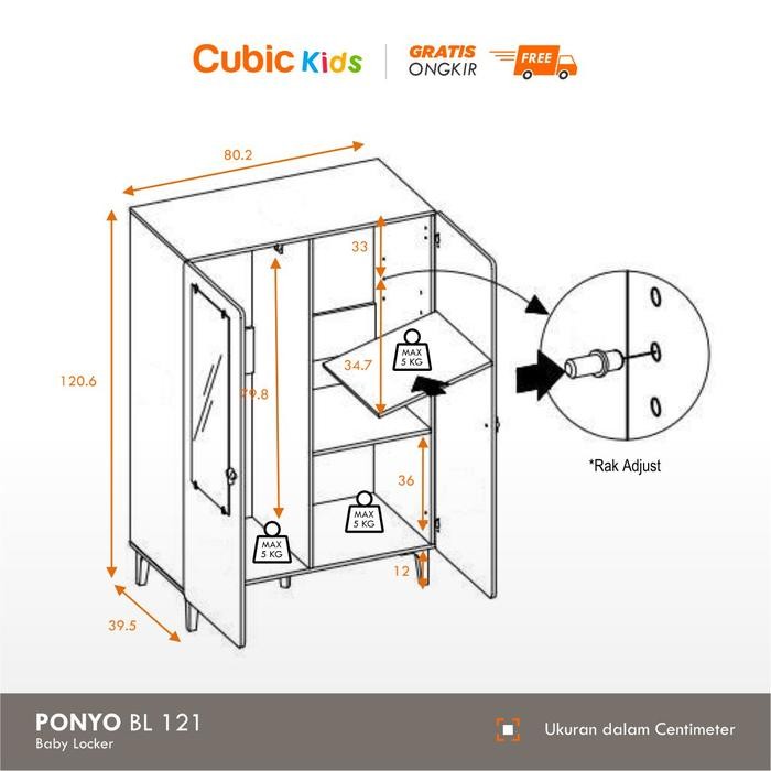 Cubic Lemari Pakaian / Lemari Baju 2 Pintu / PONYO BL 121