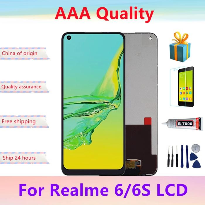 Original 6.5" For Realme 6S RMX2002 LCD Display Screen Touch Digitizer with Frame for Realme 6 RMX20