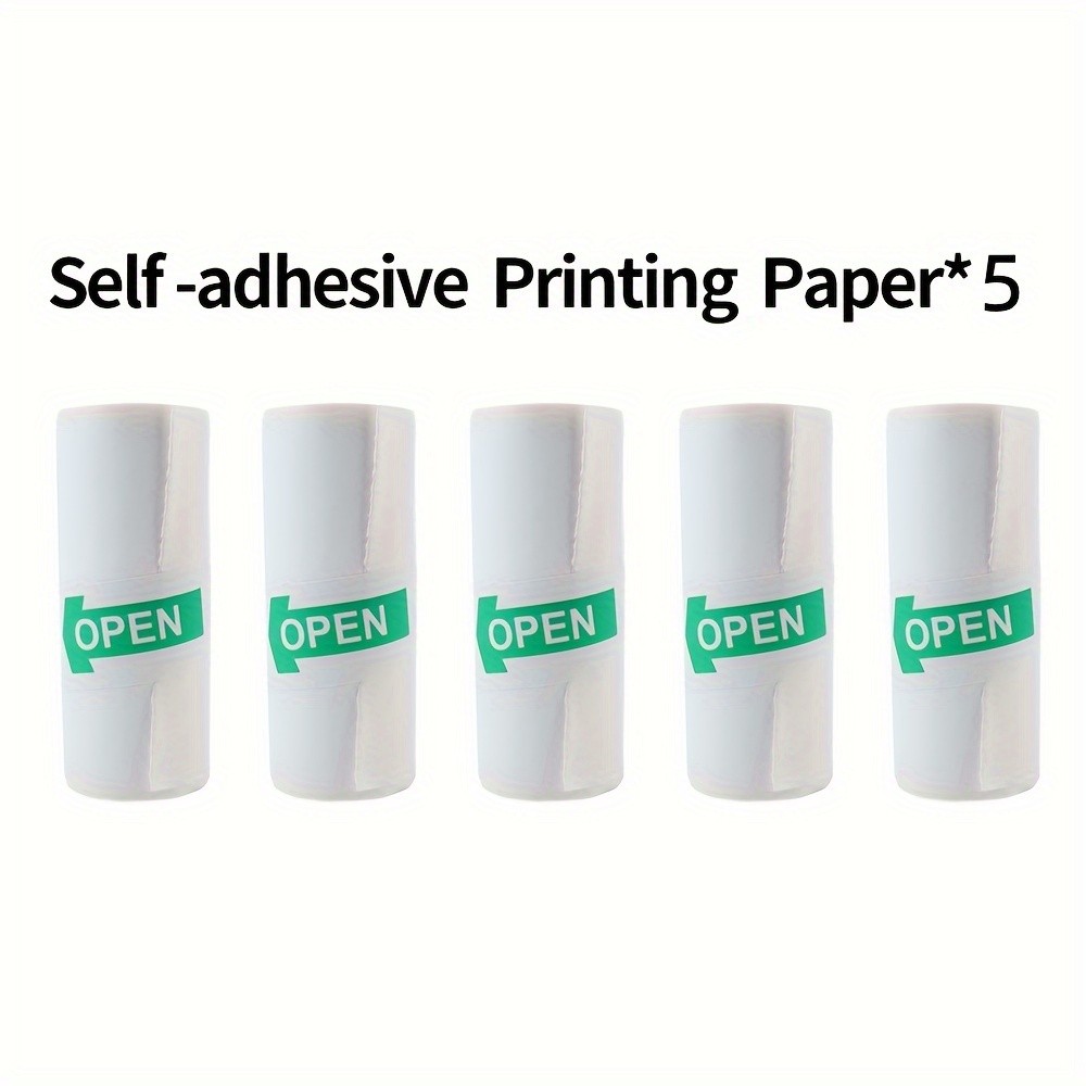 

5 Rolls White Thermal Stickers - Self-Adhesive Label Paper 57x25mm for Portable Printers Instant