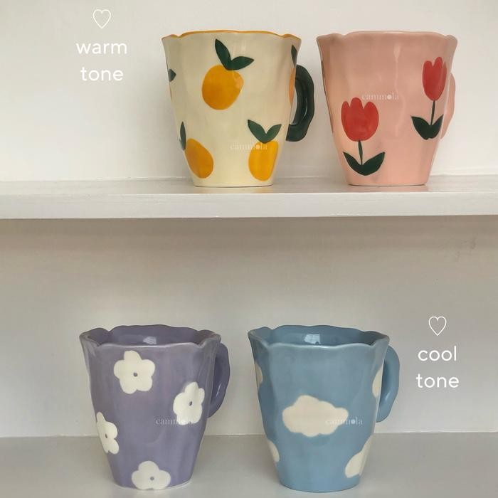 gelas mug keramik motif lukis estetik korea - yuui mug