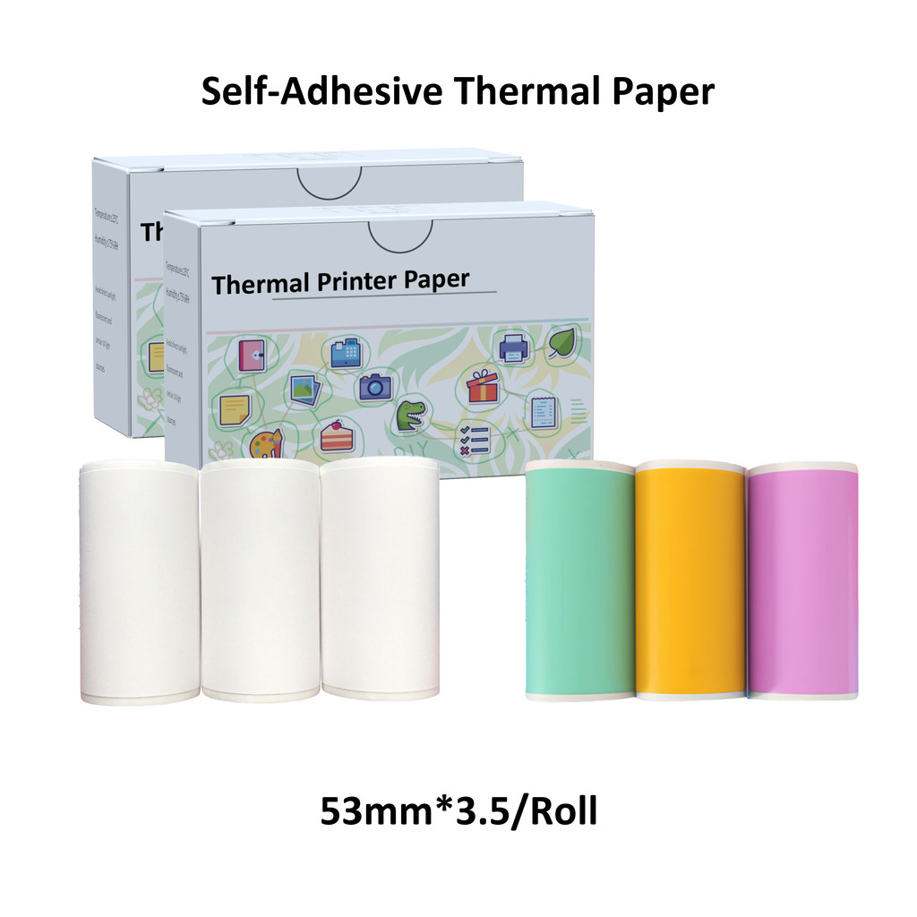 

3-Pack Color Thermal Sticker Paper - Adhesive for Mini Printers, Creative Scrapbooking, Craft
