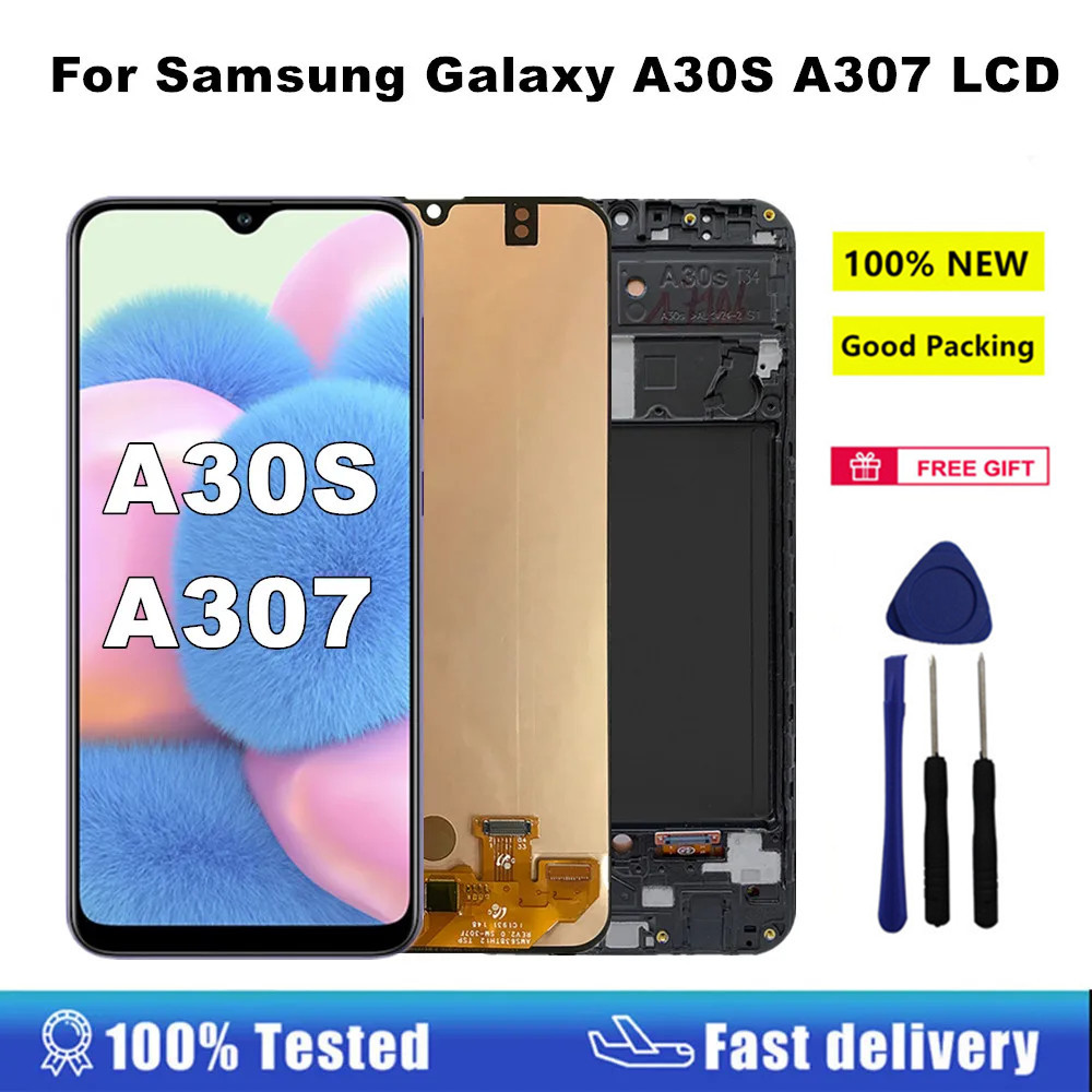 A30S AMOLED Display For Samsung Galaxy A30s A307 A307F LCD Display Touch Screen Digitizer Assembly F