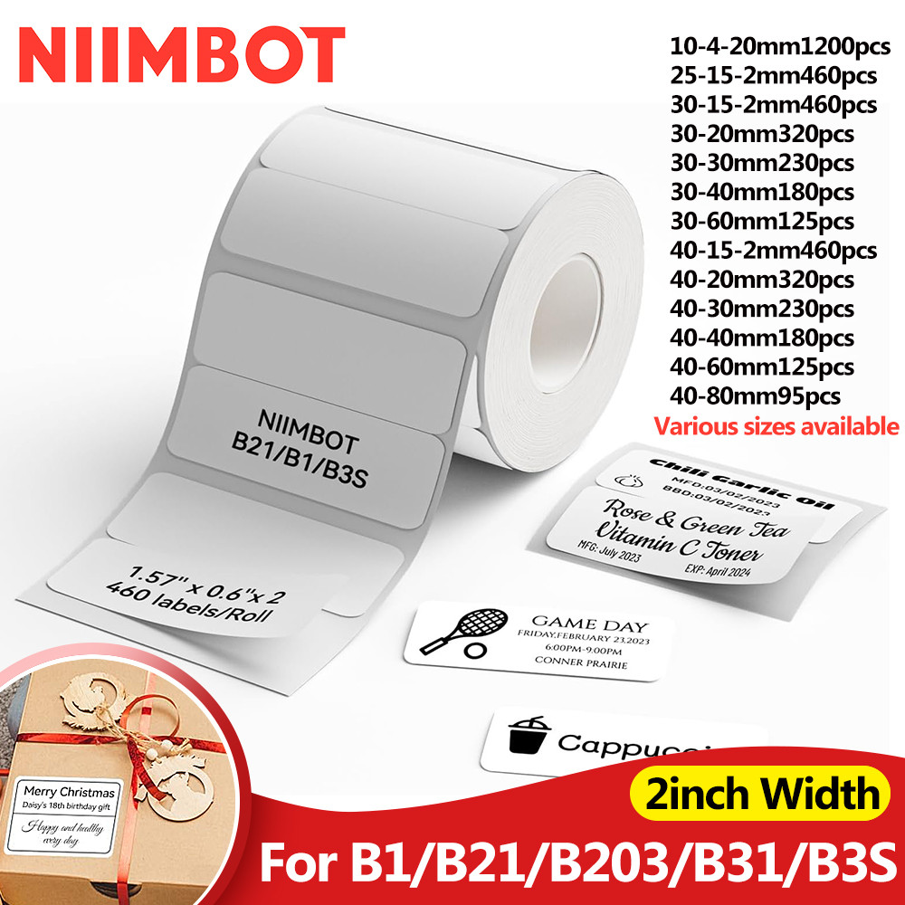 

Niimbot B21/B1/B31 Thermal Label Sticker Paper Round White 20-50mm Width Clothing Tag Commodity