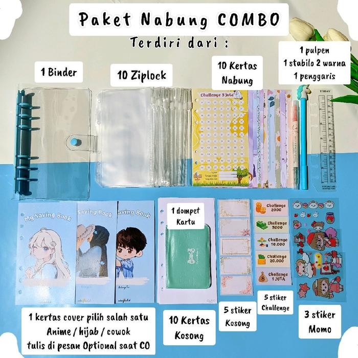 

[10 Ziplock] Part 3 Paket Binder Nabung Combo Versi Binder Kulit + Bonus 3 Set Saving Pouch (Khusus