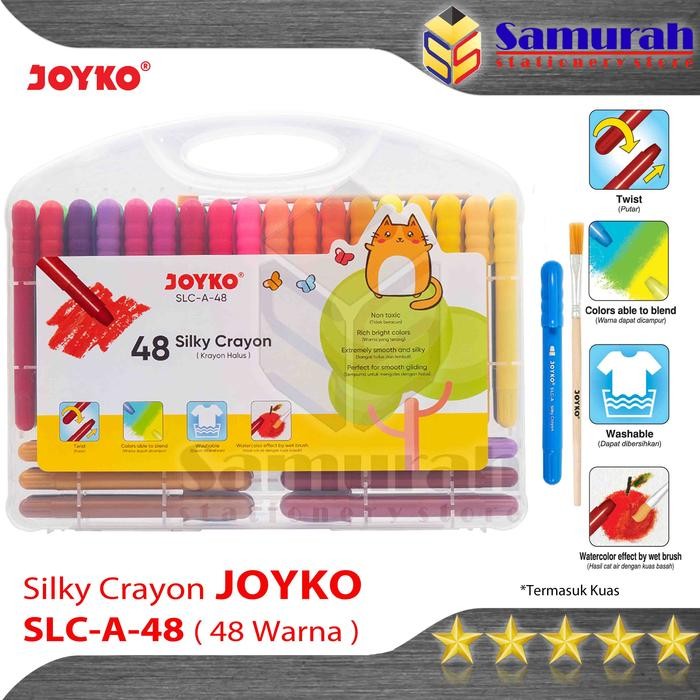 

Crayon Silky Slc A 48 Warna + Kuas / Krayon Halus Lembut Slc-A-48 Hard Case Tidak Beracun