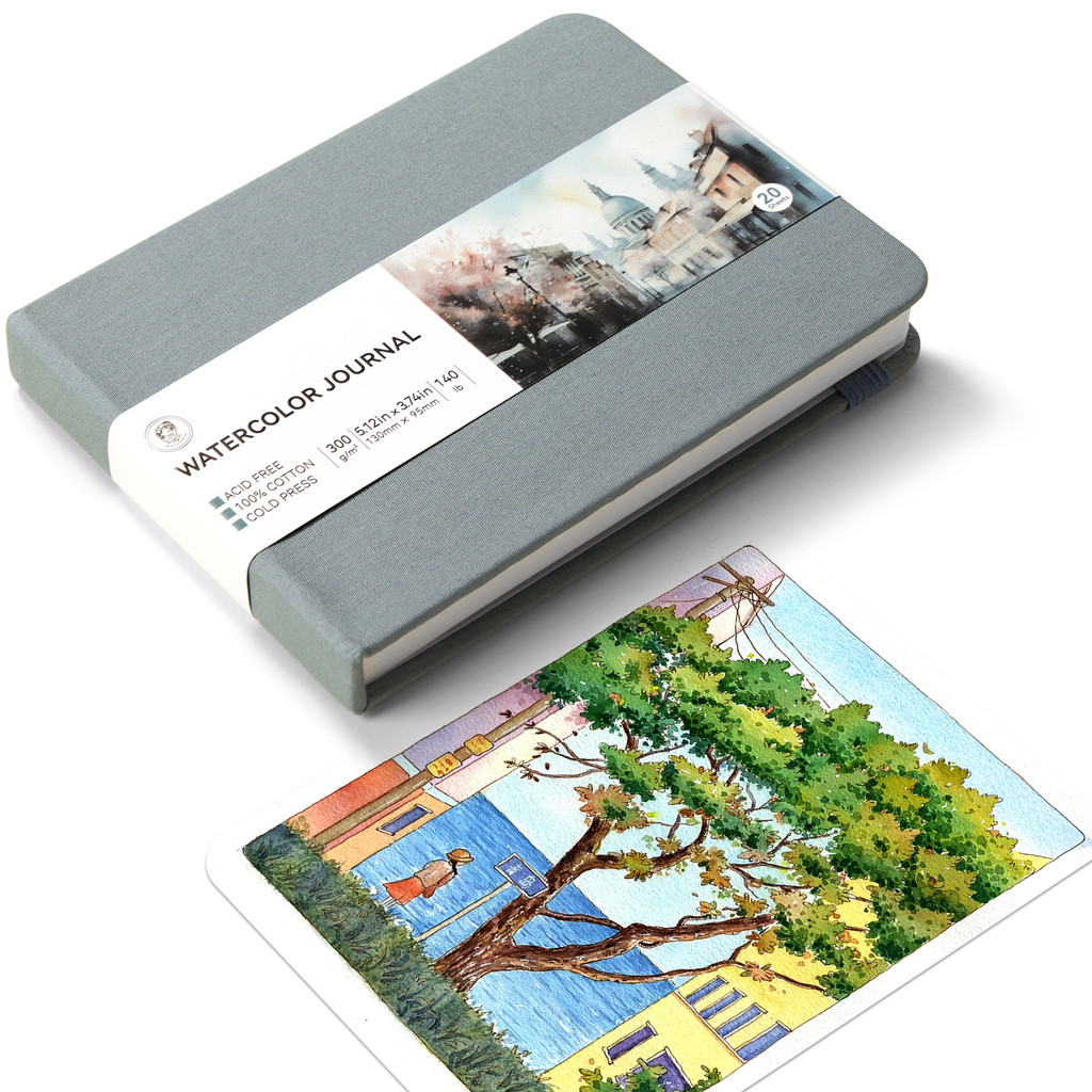 

Lightwish Watercolor Sketchbook, 100% Cotton Art Supplies Watercolor Paper Journal, 20 Sheets,