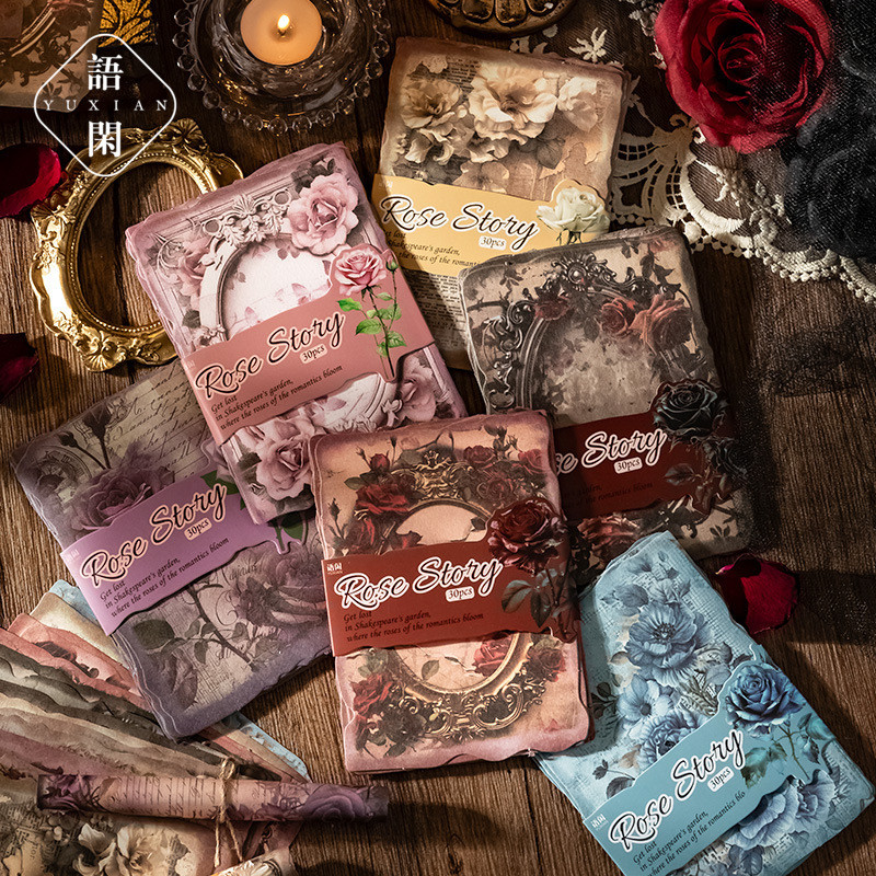 

Mr. Paper, 6 Styles, Vintage Rose Material Paper, Creative Collage DIY Decoration Album, Gift Box,