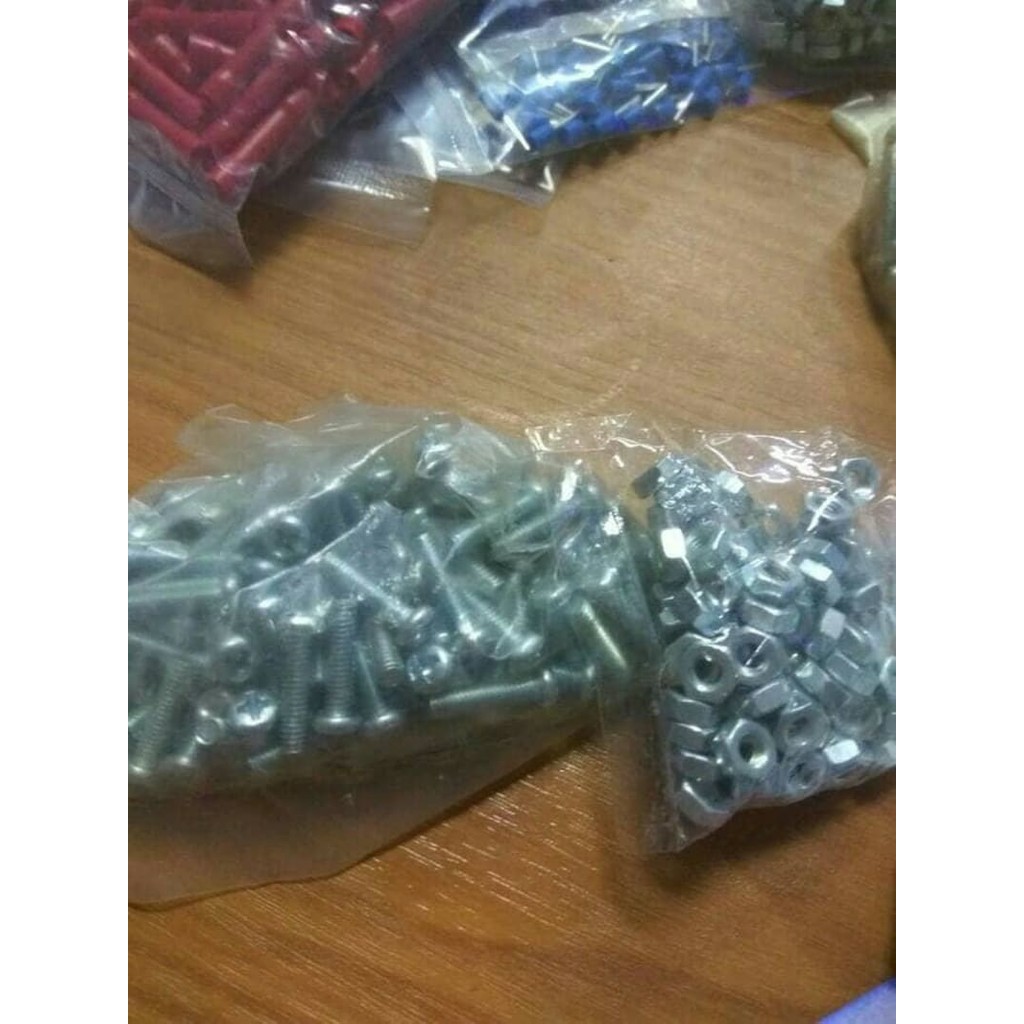 Baut JP 3 x 20 mm lengkap Mur galvanis 100 set