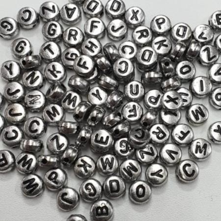 ---- Mote Huruf Silver SATUAN Beads Alphabet Bulat Silver Monte Abjad Bulat