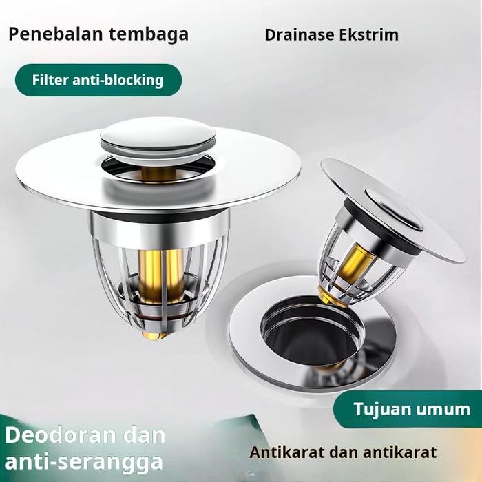 

New Penguras wastafel kebocoran steker fitting baskom baskom universal pop-up inti tekan steker