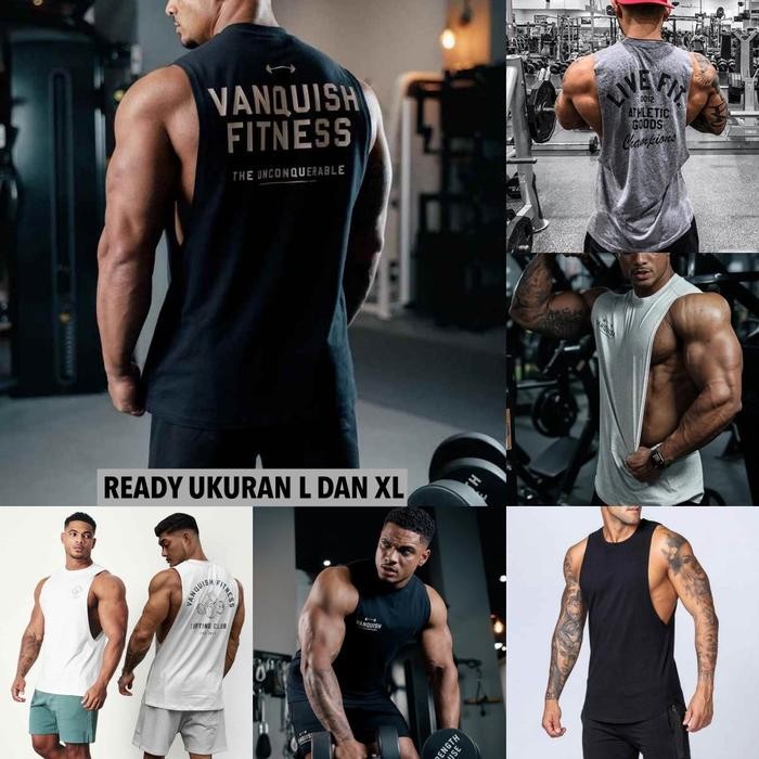 TANKTOP PRIA GYM FITNESS SPORT WEAR LOWCUT OUTDOOR