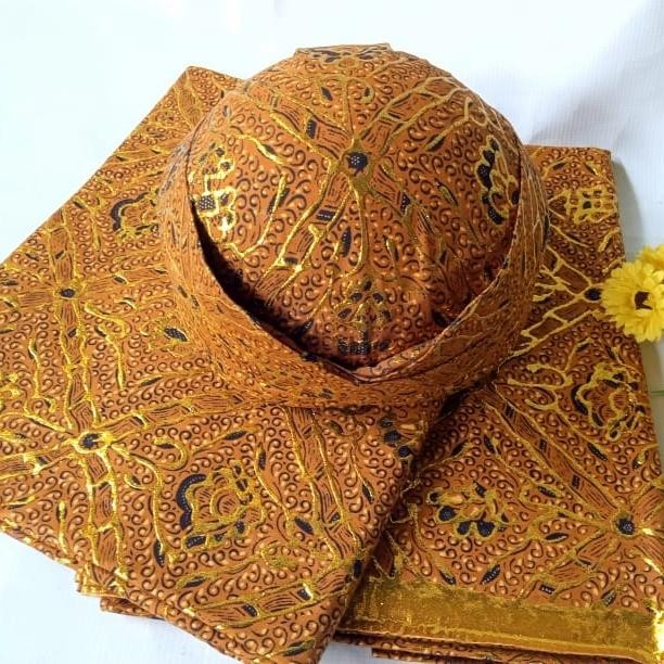 ORIGINAL Set Kain Sidomukti Jarik Prada Pengantin Plus Blangkon Alusam Cabut READY STOCK