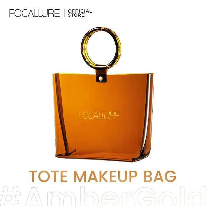 [Official] FOCALLURE #AmberGold Beauty Bag Travel Cosmetics Pouch PVC Waterproof