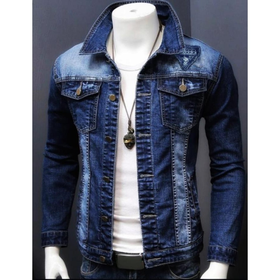 Jaket Jeans Denim New Fashion, Jaket Jeans Bordir, Jaket Jeans Full Bordir, Jaket Pria.