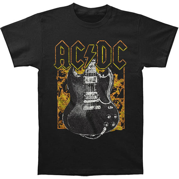 Kaos AC/DC Api dan Gitar Unisex Pria Wanita