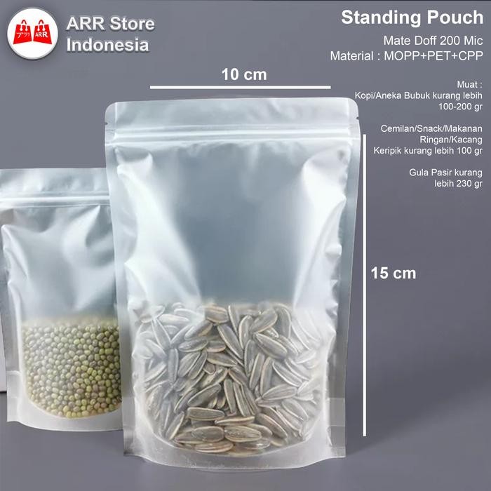 Plastik Kemasan Standing Pouch Matte Doff Kemasan Kopi/Bubuk 10x15 cm Kode 22