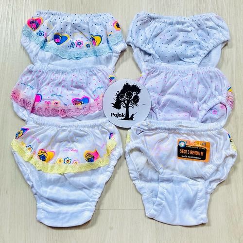 (6pc) CD bayi KUMKUM renda // Celana dalam bayi cewek renda belakang - Putih, M
