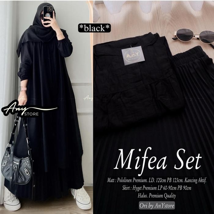 (Allthebest) Mifea set tunik polos rok plisket