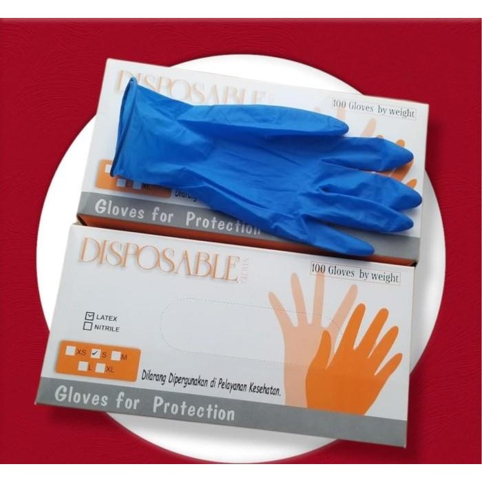 Sarung Tangan Latex Disposable Warna Biru