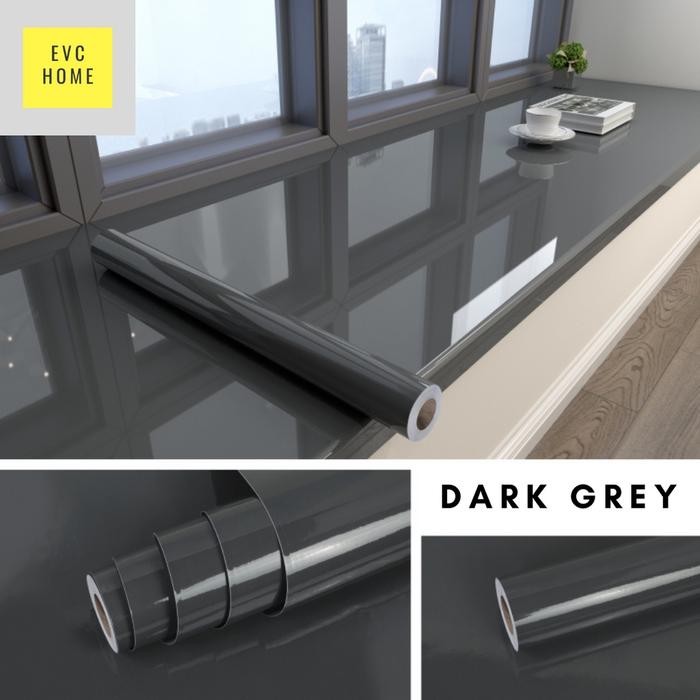 wallpaper sticker dapur kitchen set abu polos glossy anti minyak