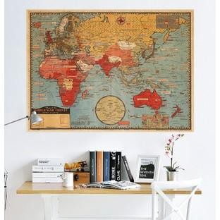 Poster Hiasan Dinding Kamar Aestetic / Wall Decor Aesthetic (Peta Perang Dunia 2 Motif Retro /