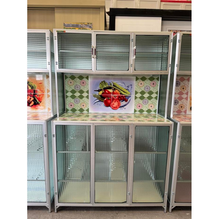 Rak Piring Alumunium 2 & 3 Pintu Kaca