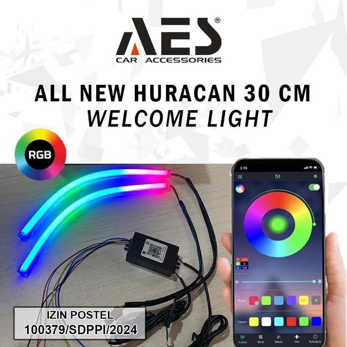 DRL RGB AES HURACAN SOFTLED 30 CM MERK AES DAY RUNNING LIGHT AES Lampu Bluetooth
