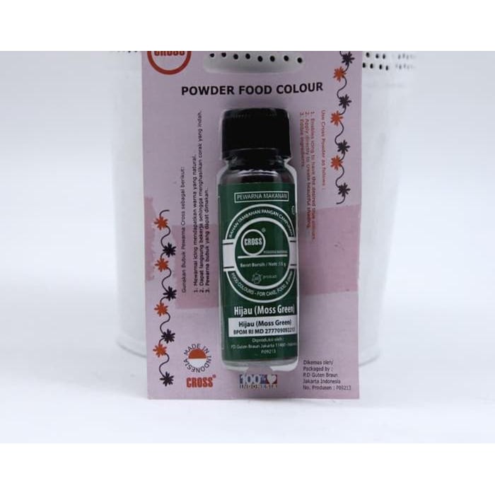 

CROSS MOSSGREEN Food Coloring Powder 15gr Pewarna Makanan Bubuk