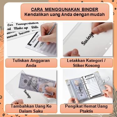 

Budgeting Binder A6 Organizer Uang Cash Budget Envelope Zipper Bahan Pu Leather Hitam Notebook Paper