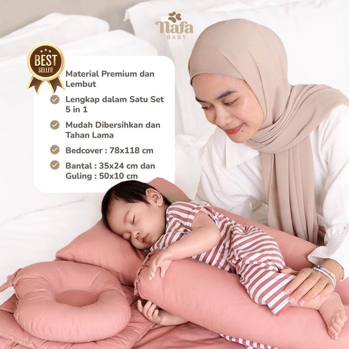 Nafa Baby - Bedcover Set Bayi Bantal Guling Set Beddding Motif Polos