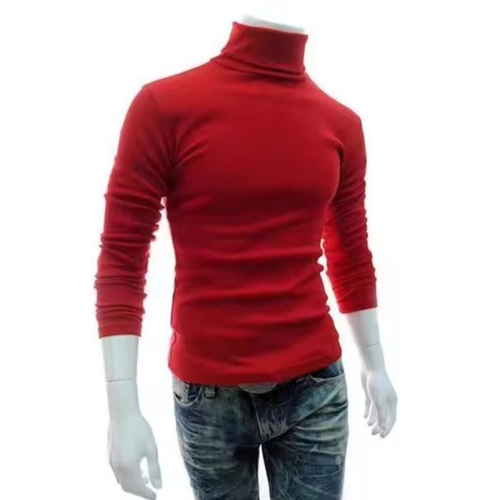 NEW Kaos polos leher turtleneck kaos pria korea kaos panjang leher tinggi