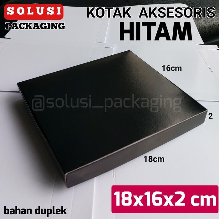 (Allthebest) KOTAK HITAM 18x16x2cm KARDUS POLOS KARTON BOX HAMPERS DUS KAOS BAJU