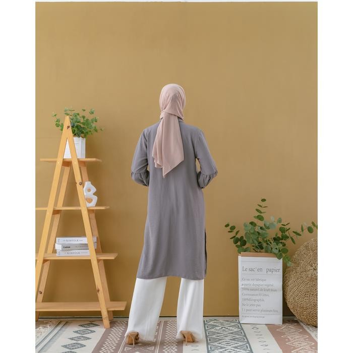 (Allthebest) Maula Hijab Tunik Crinkle Lengan Balon Terbaru