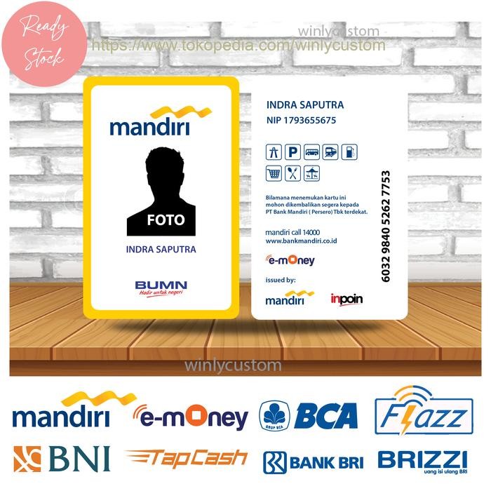 

READY E-Money Emoney Etoll MANDIRI ID CARD Kartu Nama Tanda Pengenal -2 SISI NEW