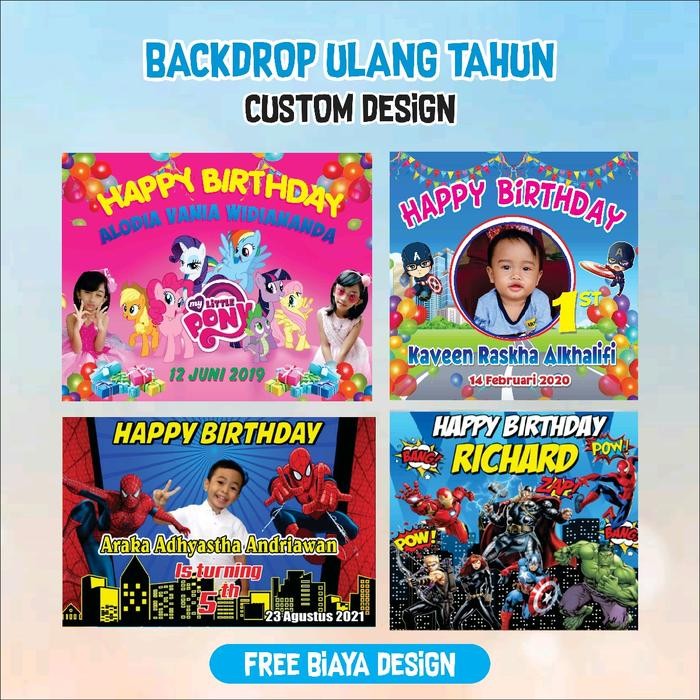 Backdrop Ulang Tahun Custom, Spanduk Ulang Tahun Murah, Banner ulang tahun