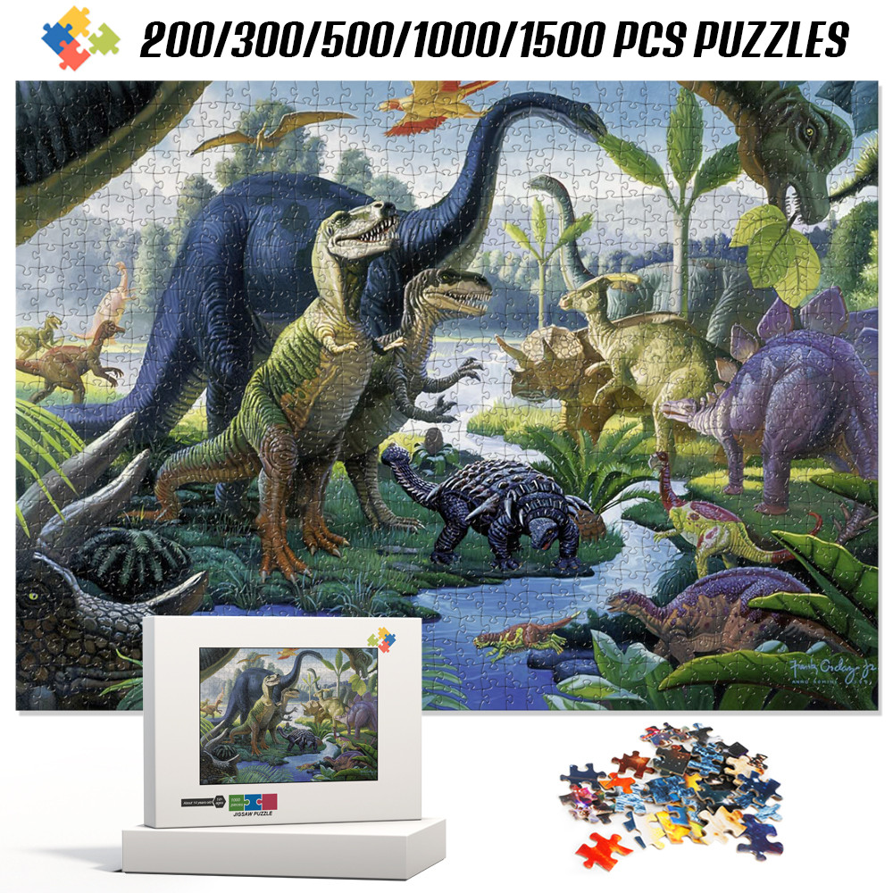 Cartoon Jurassic Dinosaur Puzzle Game for Children Table Games Jigsaw Puzzle Montessori Education