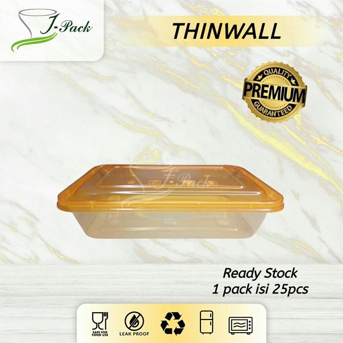 Thinwall 650 ML Tutup Warna / Kotak Makan Plastik - Per 25pcs (RANDOM)