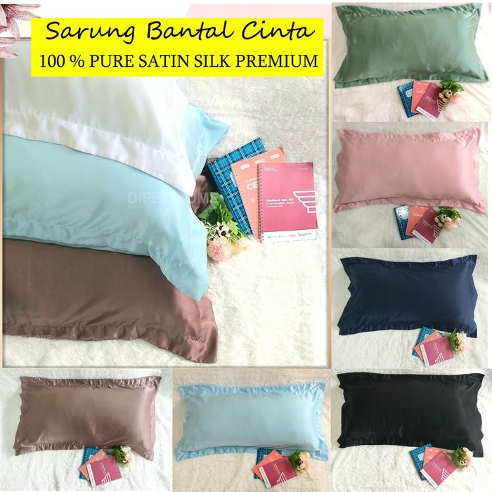 Sarung Bantal Cinta Satin Panjang Polos Adem Tebal Lembut 50x100 Silk