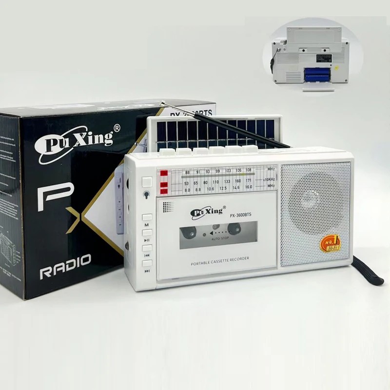 Portable Vintage Retro Solar Emergency Radio Multiband Radio Wireless Bluetooth Mp3 Audio Cassette