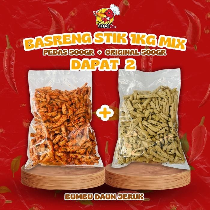

BASRENG STIK 1KG MIX BUMBU DAUN JERUK PEDAS 500GR + ORIGINAL 500GR