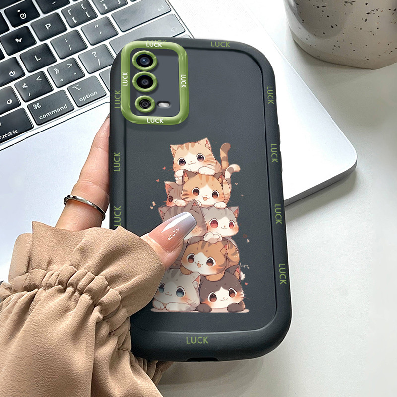 Casing Hp untuk OPPO A55 4G Case Pola Asli Tren Kucing Kartun Kasing ponsel silikon lembut Baru Kesi
