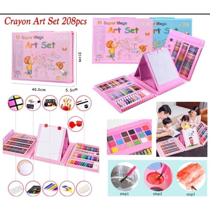 

SHENAR MEGA CRAYON 208PCS KRAYON ANAK SET ALAT MENGGAMBAR MELUKIS CAT AIR SIL ART FULL SET