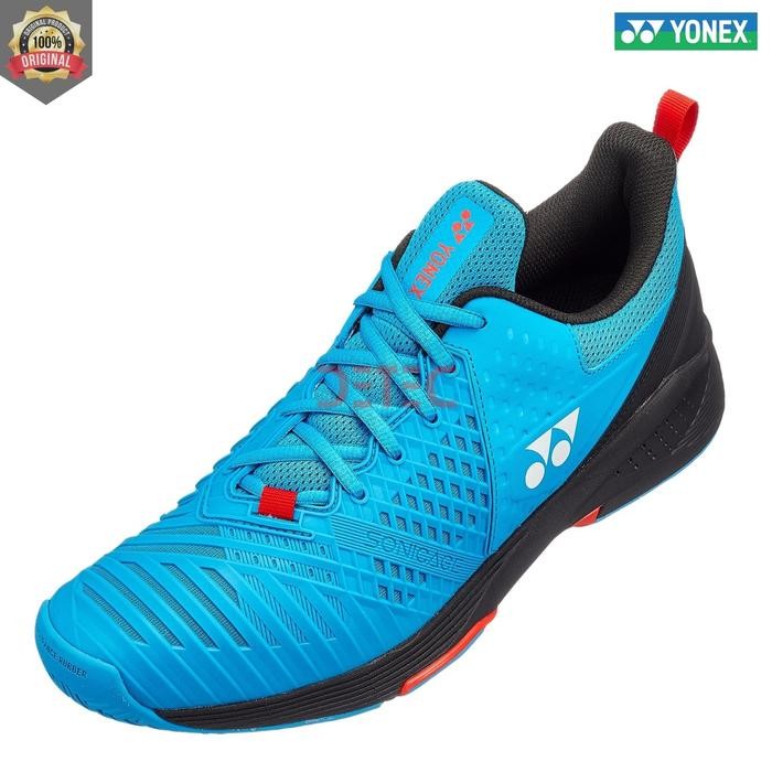 TERBARU Yonex Power Cushion SONICAGE 3 WIDE Sepatu Tenis - Blue black