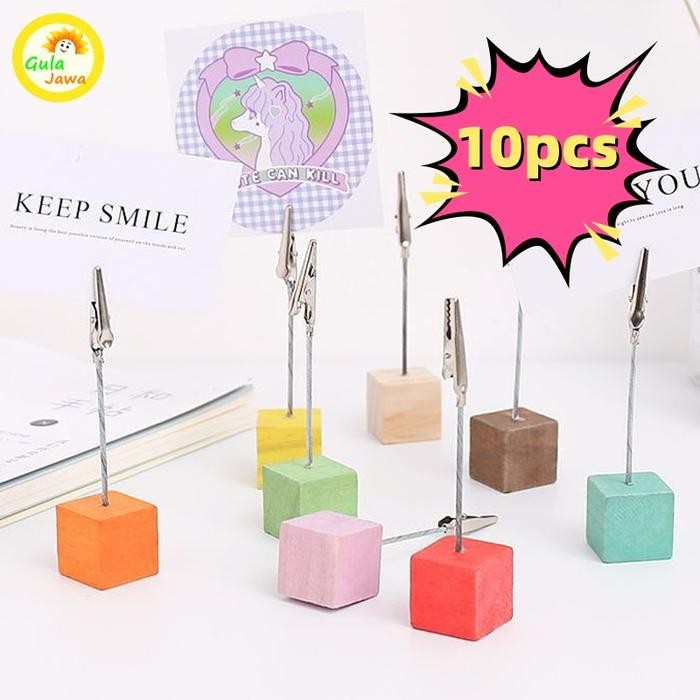 

10pcs Polikromatik Klip Kayu Tatakan Holder Stand Penjepit Foto