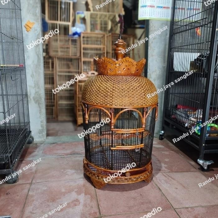 sangkar burung perkutut rotan mahkota anyaman,pelitur melamin,