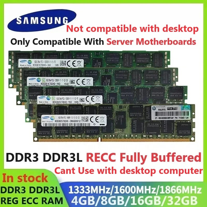 Samsung Server Memory RAM DDR3 DDR3L REGECC RAM Registered Memory 32GB 16GB 8GB 4GB Memoria Not-Comp